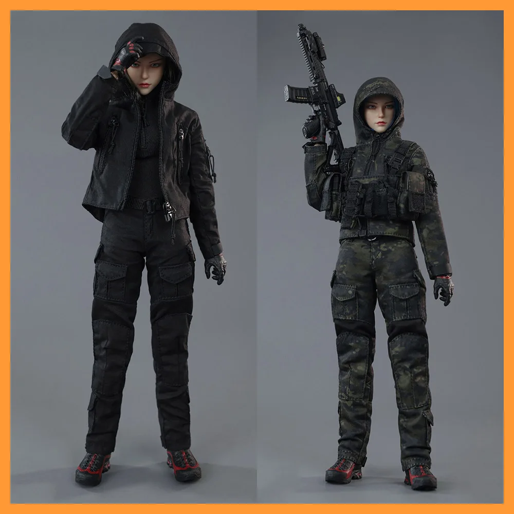 Fire Girl Toys FG096 Масштаб 1/6 женская черная камуфляжная куртка с капюшоном рубашка