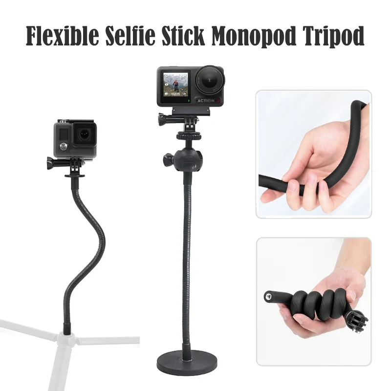 

Flexible Mount Monopod Tripod Selfie Stick Neck Holder for Insta360 Go3 X3 GoPro Hero 12 11 9 DJI Action 4 3 Action Camera Parts