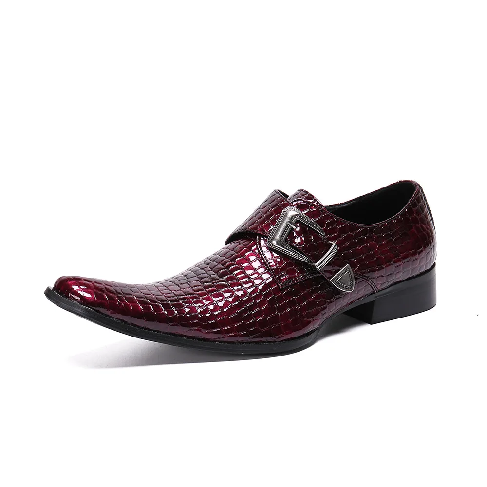 

New Summer Casual Men's Classic Fashion Shoes Personality Low-heel Retro Pointed Toe Cowhide Leather Crocodile Pattern Men Shoes