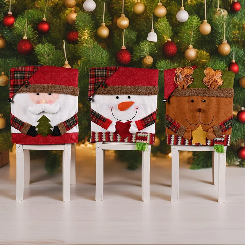 Рождественские чехлы на стулья чехол сиденье домашний декор рождественские
