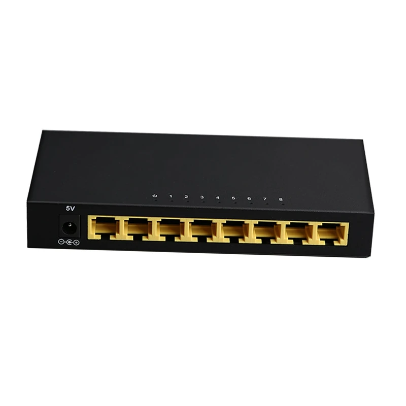 

TXE155-8-Port Gigabit Black Iron Shell Switch Stable Transmission Plug And Play EU Plug