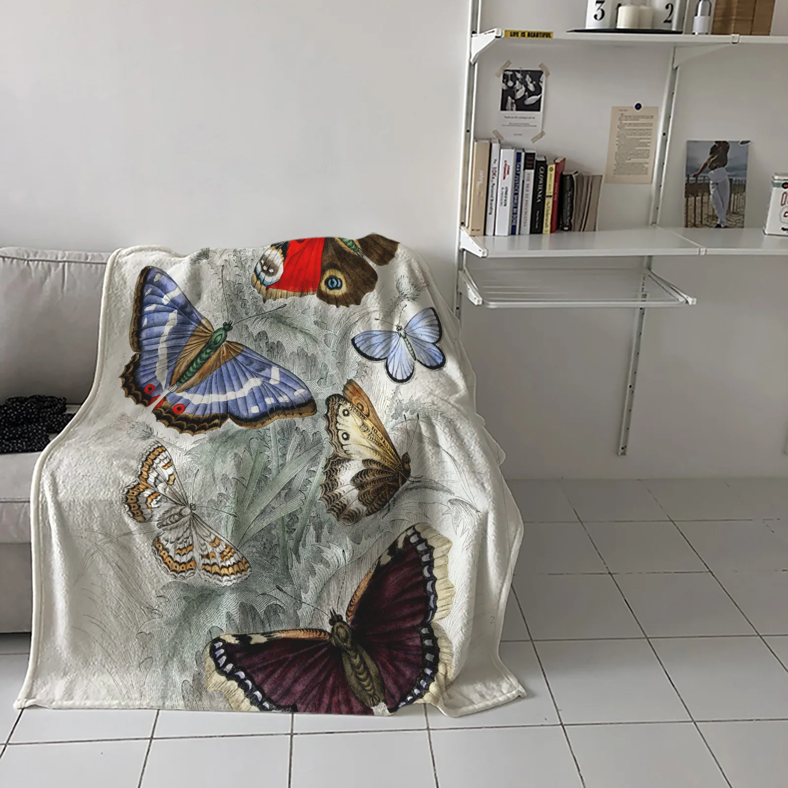 Красивое фиолетовое одеяло в виде бабочки для дивана детской кровати мягкое