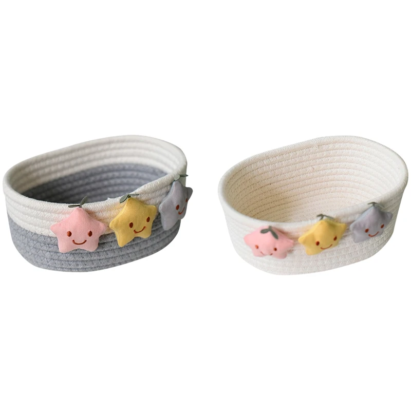 

Star Desktop Storage Basket Clutter Storage Basket Cotton Woven Key Remote Control Entryway Storage Basket