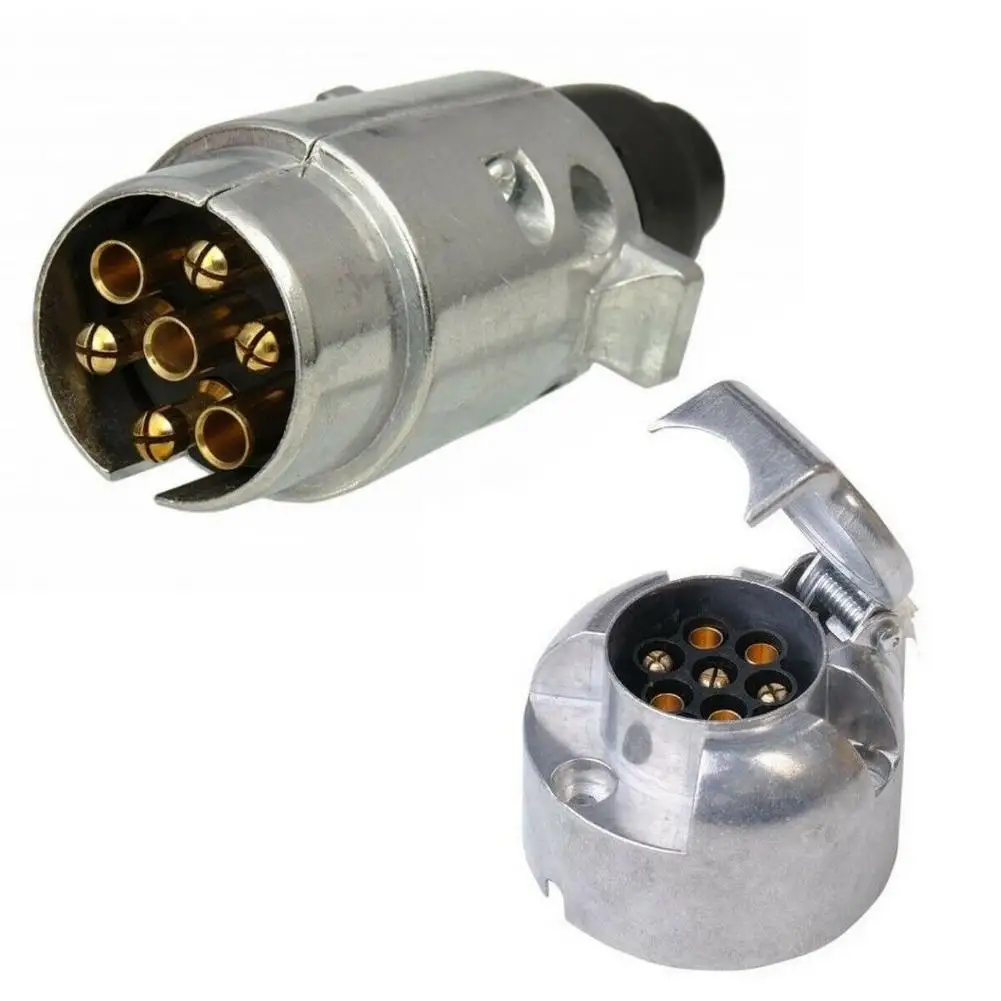 

2pcs Trailer Plug Socket 7-pin Metal Set Car Trailer Coupling Socket Dropshipping