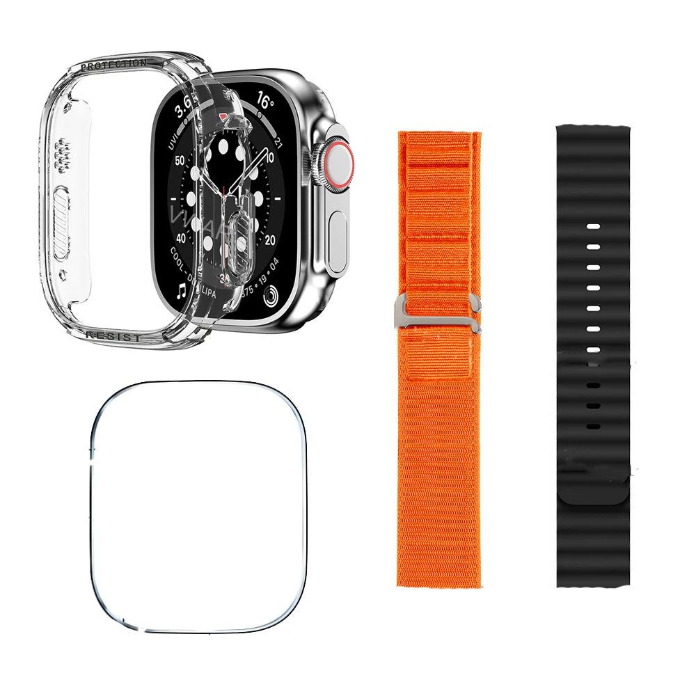 Alpine strap & Ocean Band 49mm Tempered Glass & Watch Cover For iwatch iwo H11 Upgrade Hello Watch 2 and HK8 Pro max