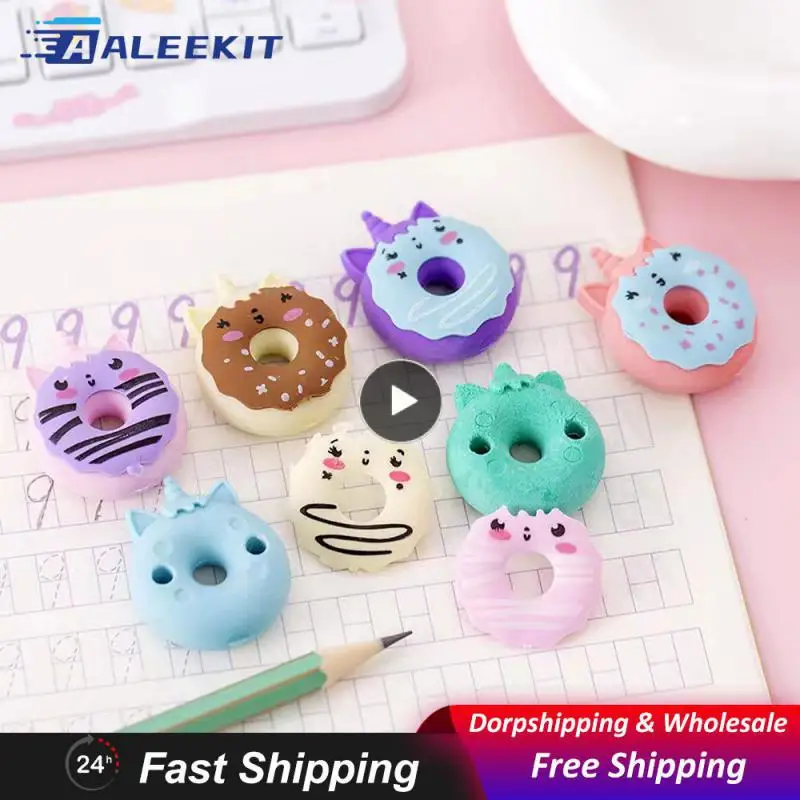 

Student Stationery Simple And Compact Easy To Carry Pencil Rubber Donut Shape 1 Set Donut Eraser Eraser Set Student Supplies