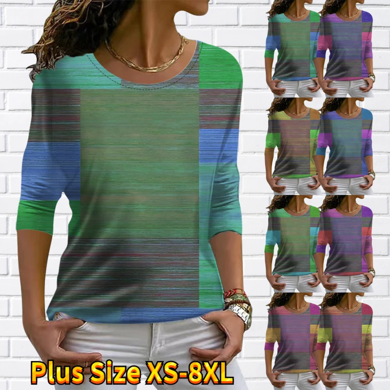 

2022 Female Long Sleeve Winter Women's Fashion Top Casual Elegant T-shirt Autumn Daily Round Neck New Design Printing Pullover