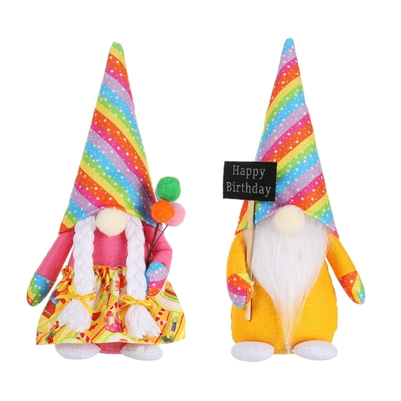 

Q1QC Small with Balloon Gnome Decorative Crafts Ornament Birthday New Year Birthday Party Decoration Children