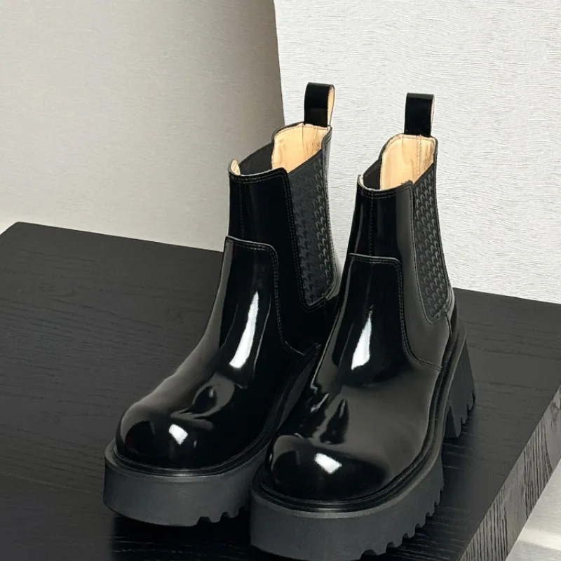 Мужские ботильоны из лакированной кожи высотой 6 см роскошные качественные