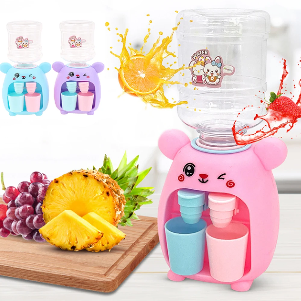

Mini Water Dispenser for Children Kids Gift Cute Cold/Warm Water Juice Milk Drinking Fountain Simulation Cartoon Pig Kitchen Toy