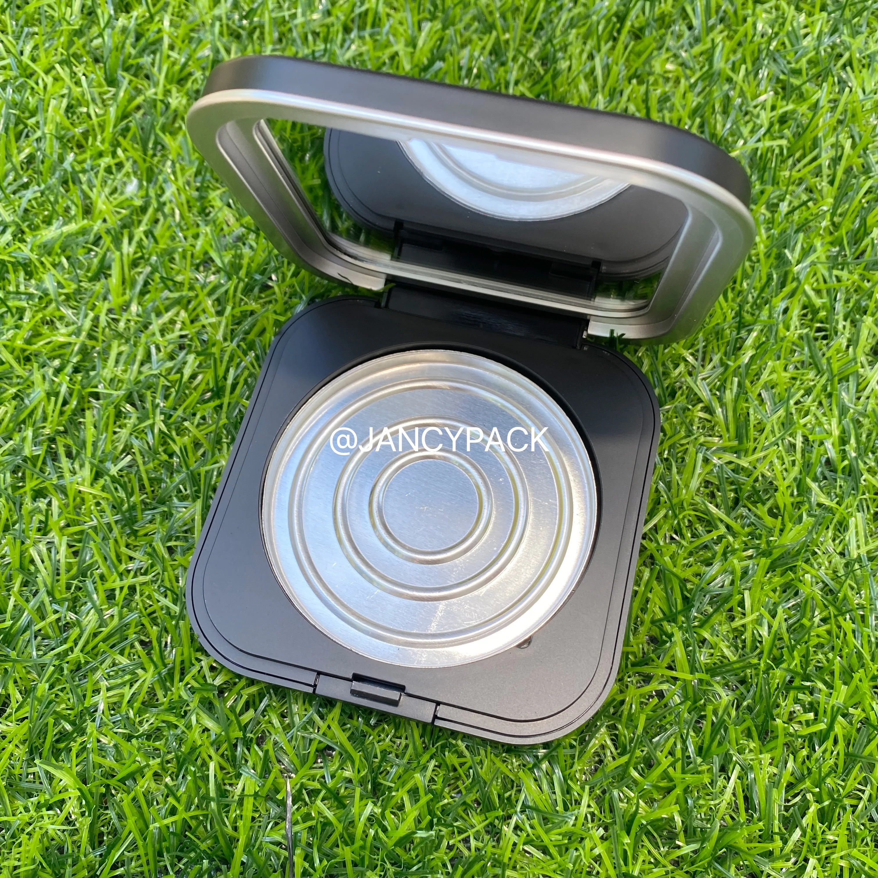 Квадратная матовая черная компактная пудра для самостоятельного изготовления, пустые фотообои с зеркалом, алюминиевая сковорода, косметический порошковый контейнер для торта