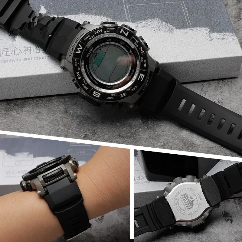 Silicone Wrist Strap For Casio PROTREK PRG-260/270/550/250 PRW-3500/2500/5100 Black Orange Blue Bracelet  Rubber Watch 18mm