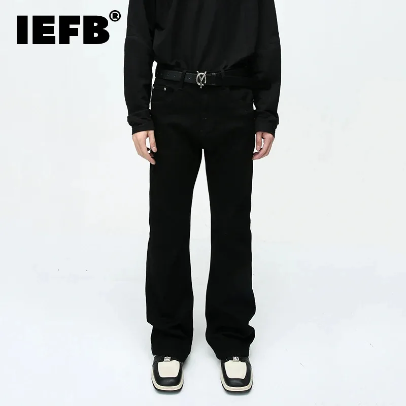

Узкие мужские эластичные джинсы IEFB, простые черные прямые джинсовые брюки в Корейском стиле, однотонные Простые Модные, новинка 2023, 9C3195