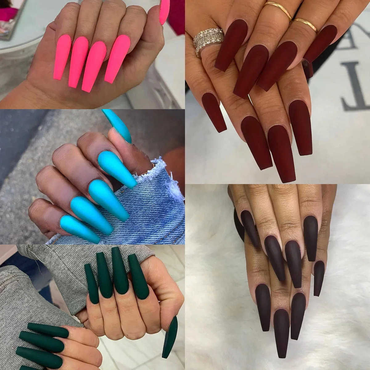 

Solid Color Long Ballet Series Wear Nail Finished Fake Nail Manicure Patch Nail Patch Waterproof Removable