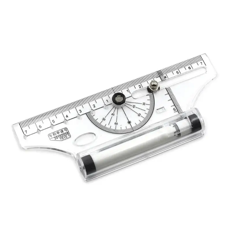 Stationery Protractor Pulley Centering Multipurpose Rolling Ruler Parallel Dropship