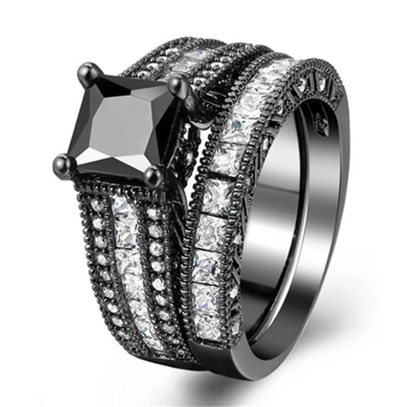 

Square Simulated Zircon Black Exquisite Geometry Design Grace Light Luxury Women Jewelry Accessories Birthday Anniversary Gift