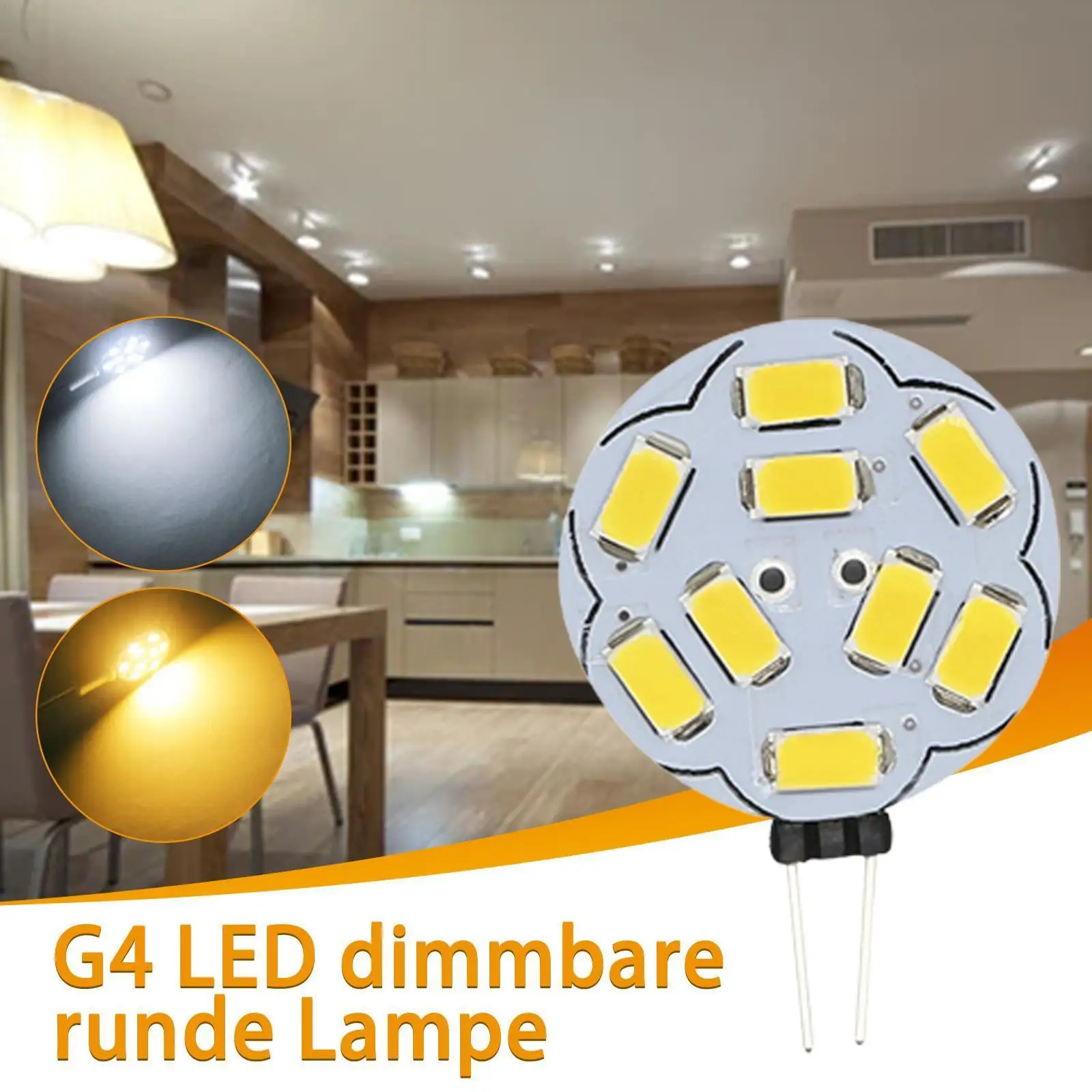 

G4 5630 9SMD 12V Round Spotlight Bulb 120° White 6500K Range Lamp Halogen Replace Lights No Hood Bulb Flicker K9G1