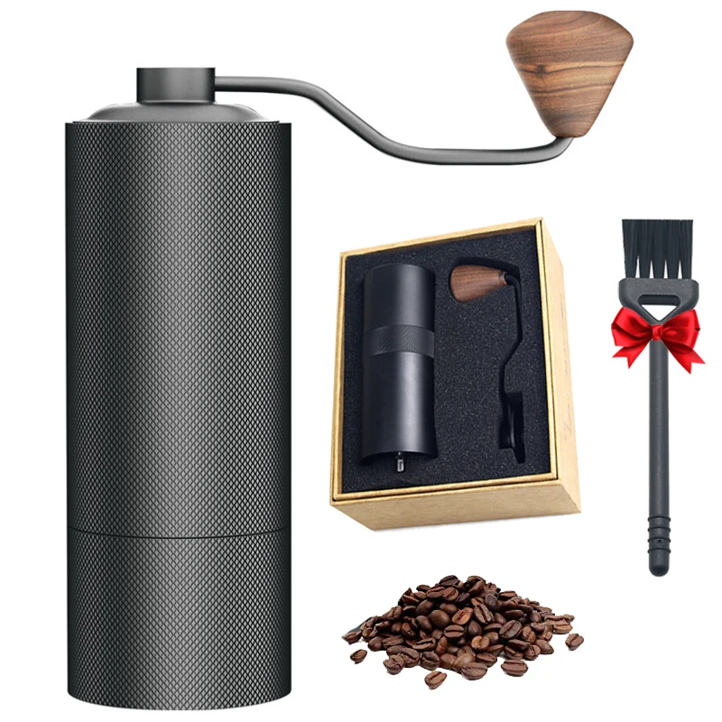 2023 New Manual Coffee Grinder With Cleaning Brush Hand Adjustable Steel Core Burr For Kitchen coffee bean Tools Accessories