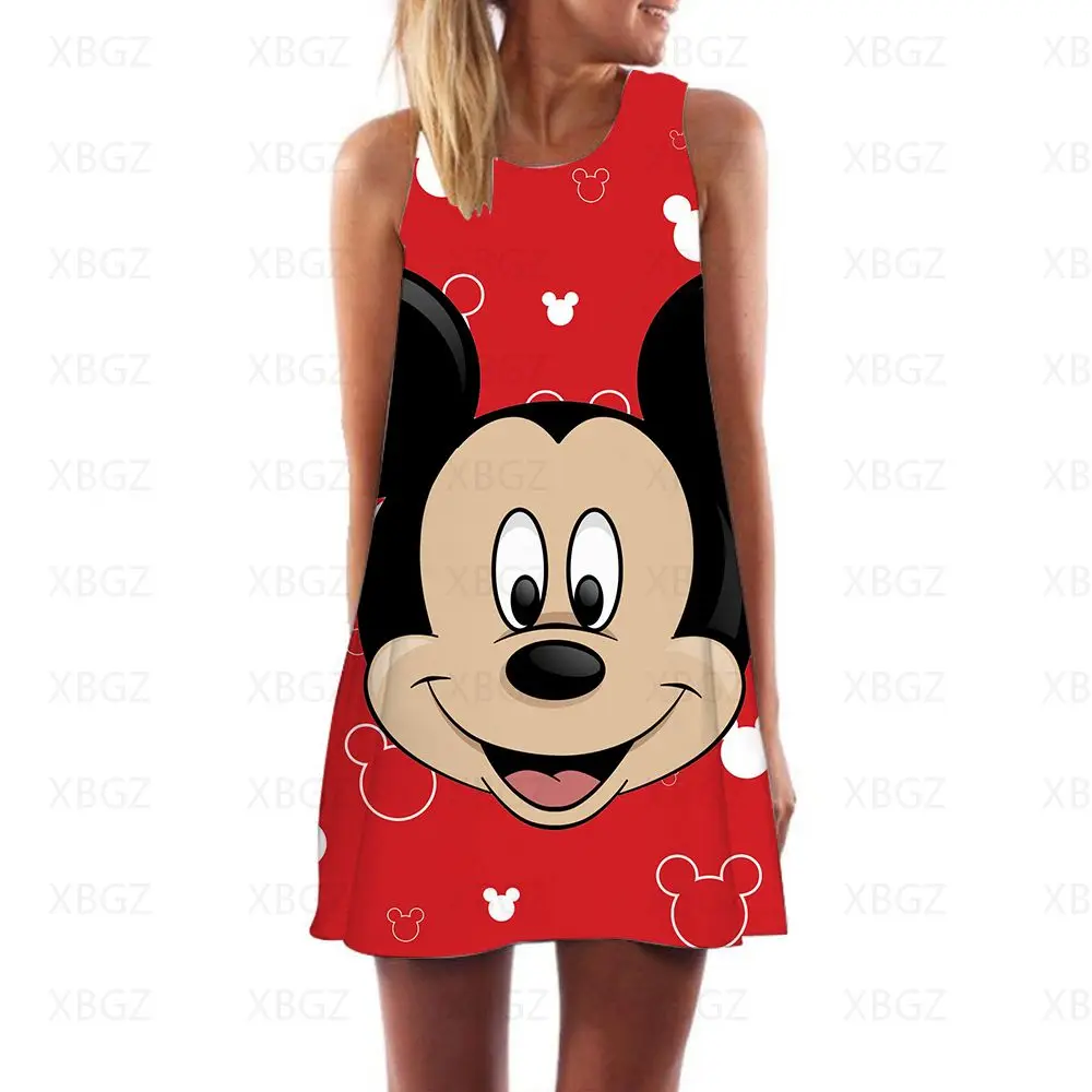 

Minnie Mouse Fashion Women's Summer Sundresses Boho Dress Print Dresses Woman 2022 Mickey Beach Cool Sleeveless Mini Cartoon 3XL