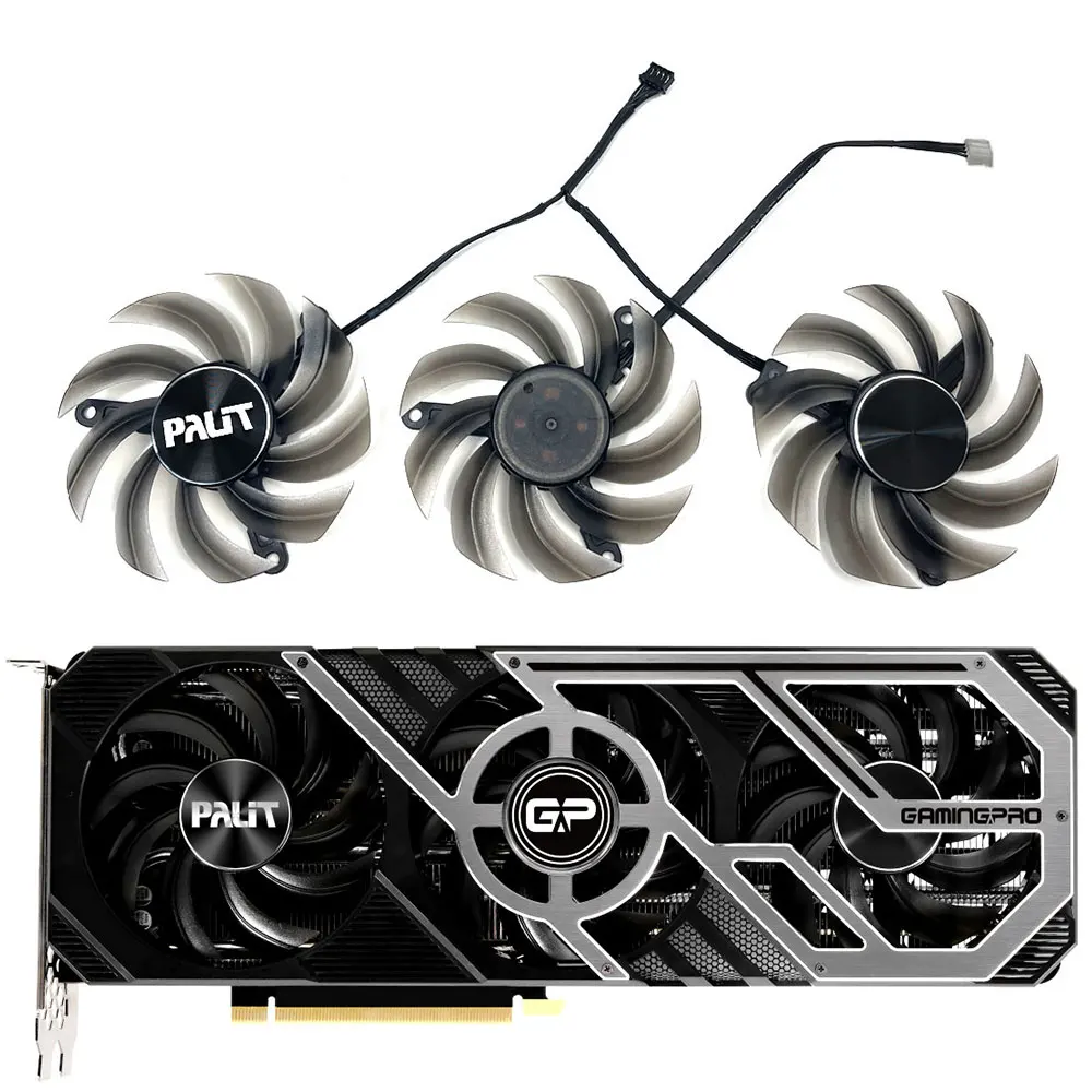 Фото Новый оригинальный 1 комплект RTX 3080 вентилятор для графического процессора GamingPro, для Palit RTX 3060Ti, 3070, 3070Ti, 3080, 3080Ti, 3090 охлаждающий вентилятор для... №1