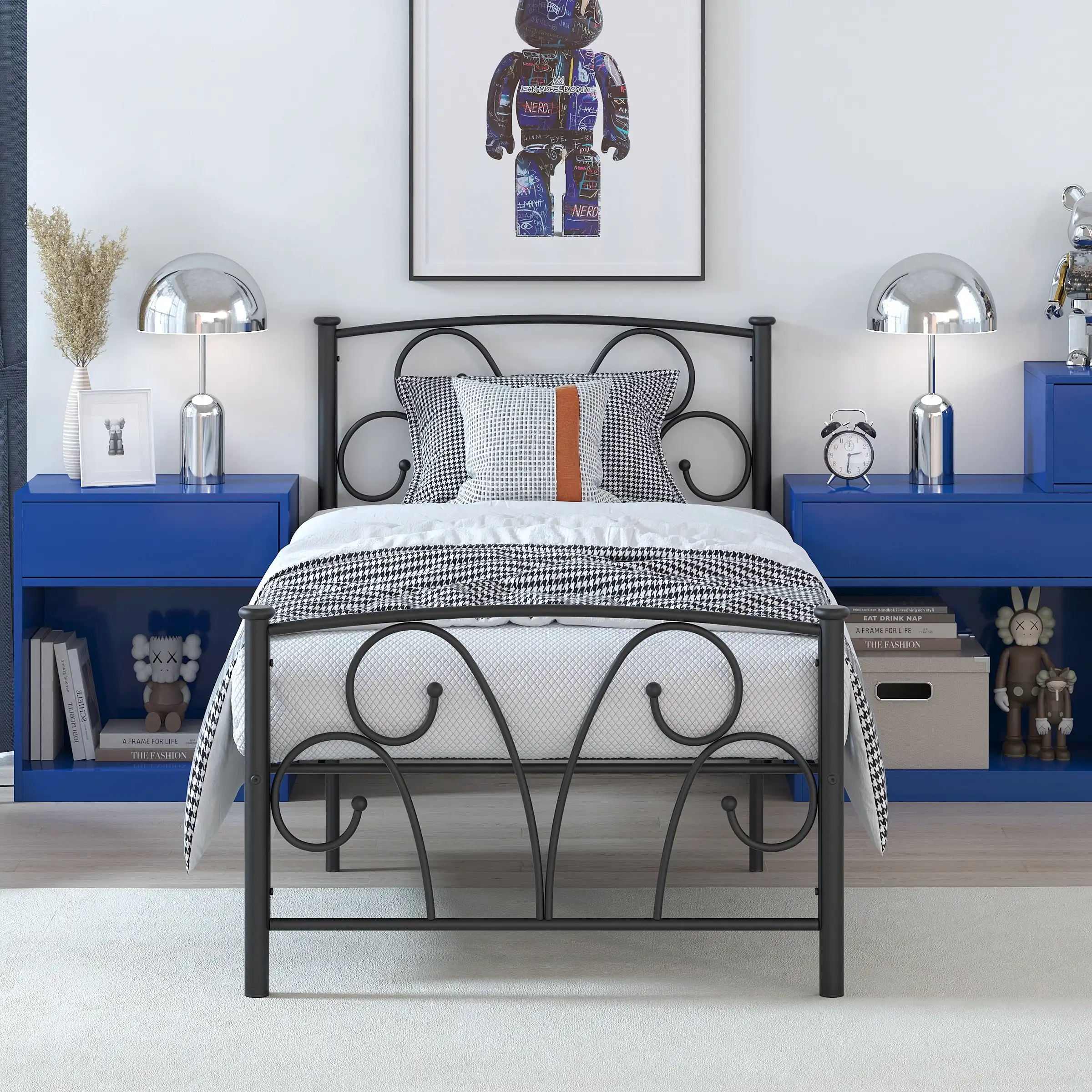 With Headboard For Bedroom Furniture, Black