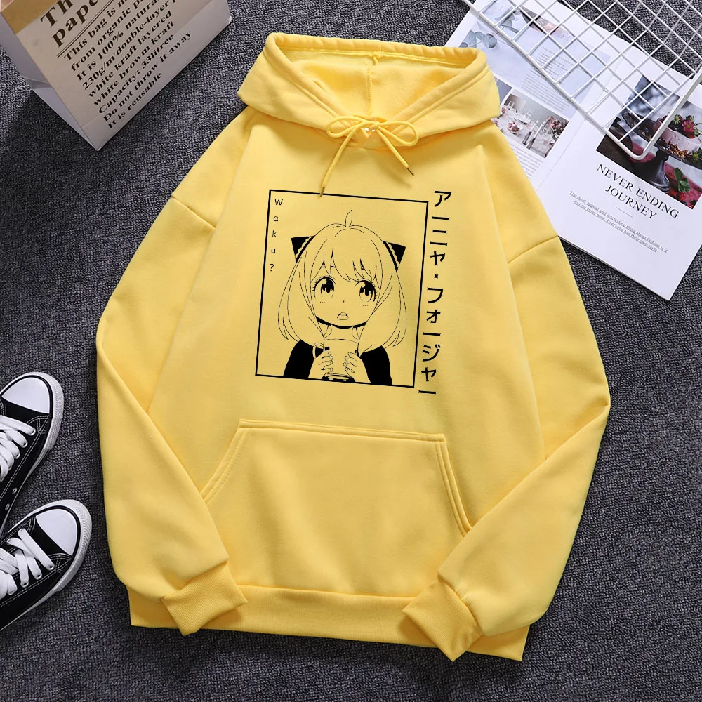

Spy X Family Anime Ania Holding A Water Glass Male Pullover Vintage Loose Pullover Casual Fleece Sweatshirt All-math Men Clothes