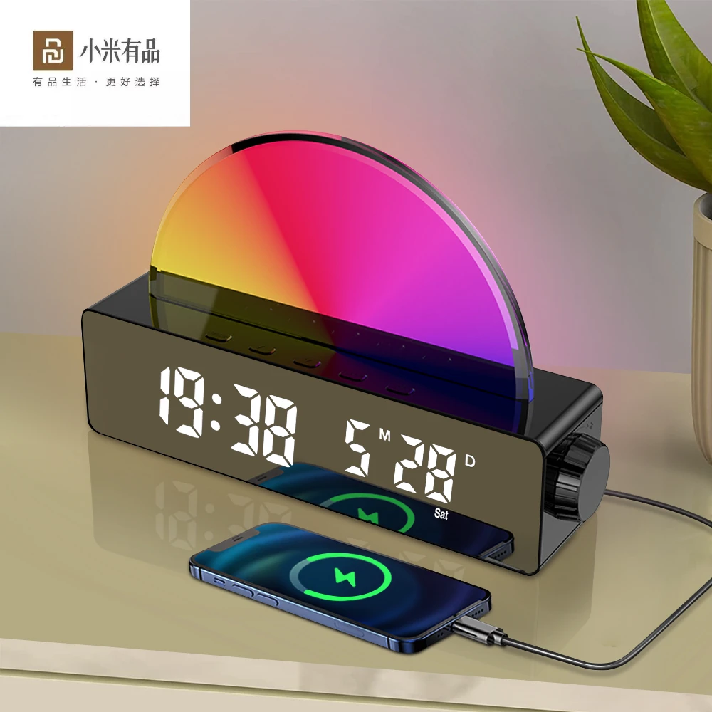 

Sunrise Alarm Clock Wake Up Light Led Digital Clock for Heavy Sleepers Adults Multi Color Light Table Clock With USB Cable