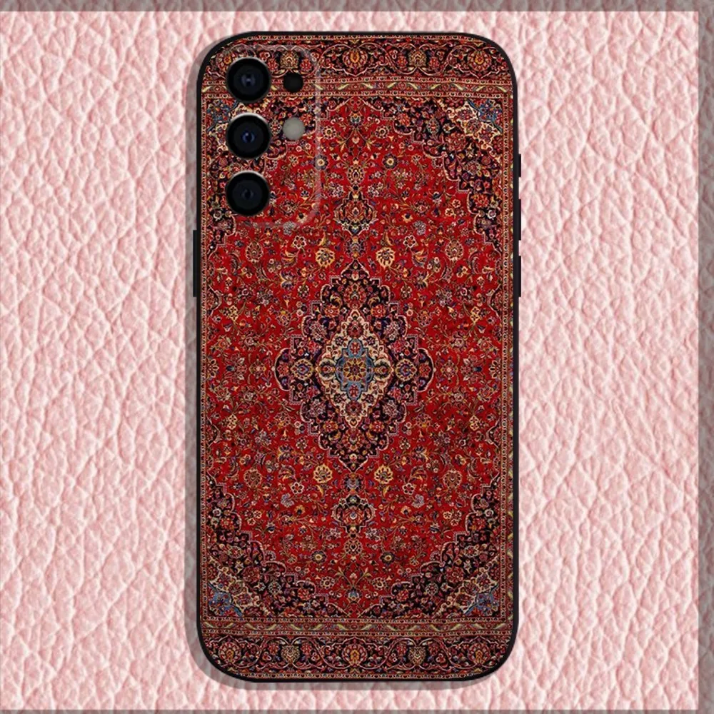 Persian Carpet Floral Pattern Phone Case For Samsung S24 S21 S22 S23 S30 Ultra S20 Plus Fe Lite Note 10 9 5G Black Soft Shell