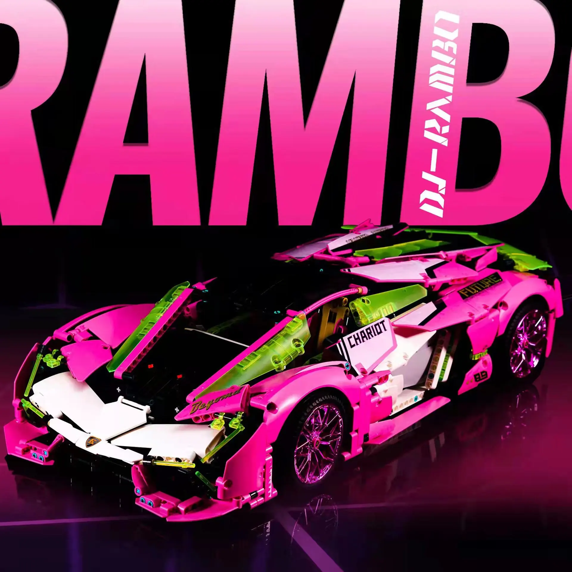 

Cyberpunk Lambo 3000 years Sports Car Building Blocks Toys,1:8 MOC Racing Car Model Kits, Boys or Adults Age 14(3358 Pieces)