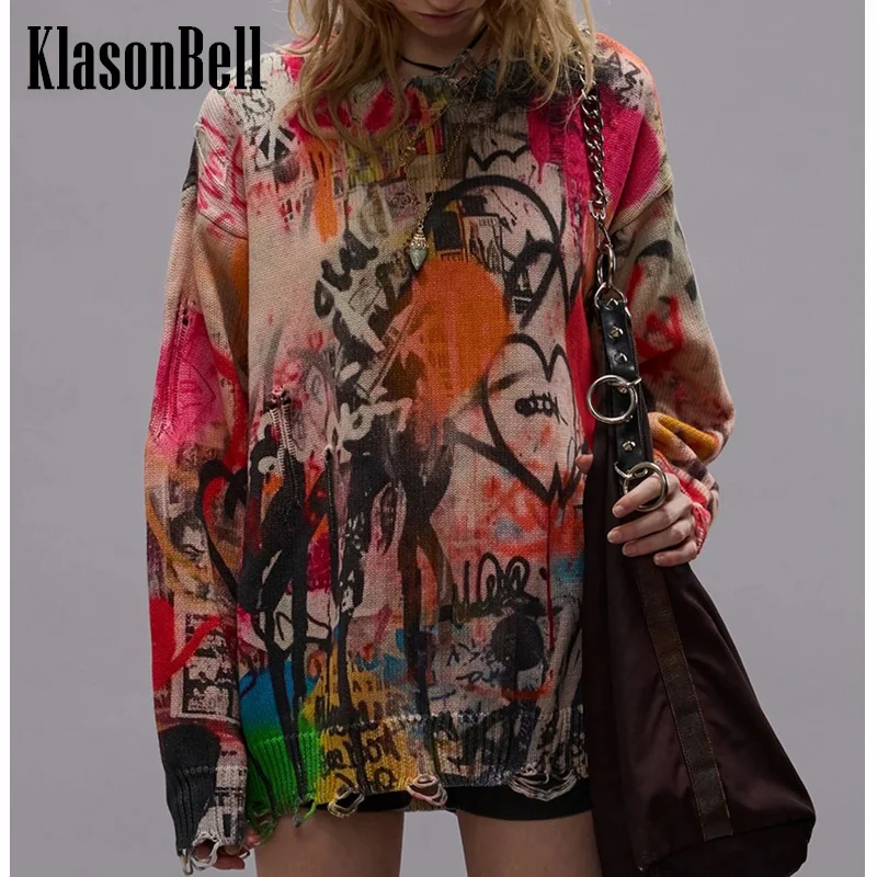 10.30 KlasonBell модная уличная одежда с принтом каракулей и любовью хлопковый трикотаж