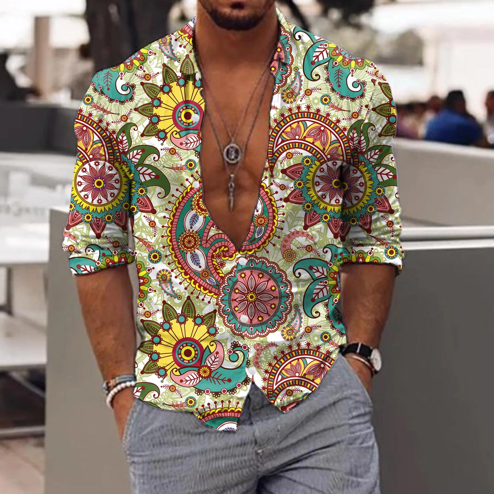

Men's Shirts Big And Tall Men Long Sleeve Autumn Winter Casual Printed Shirts Fashion Top Blouse Shirts 2 Shirt