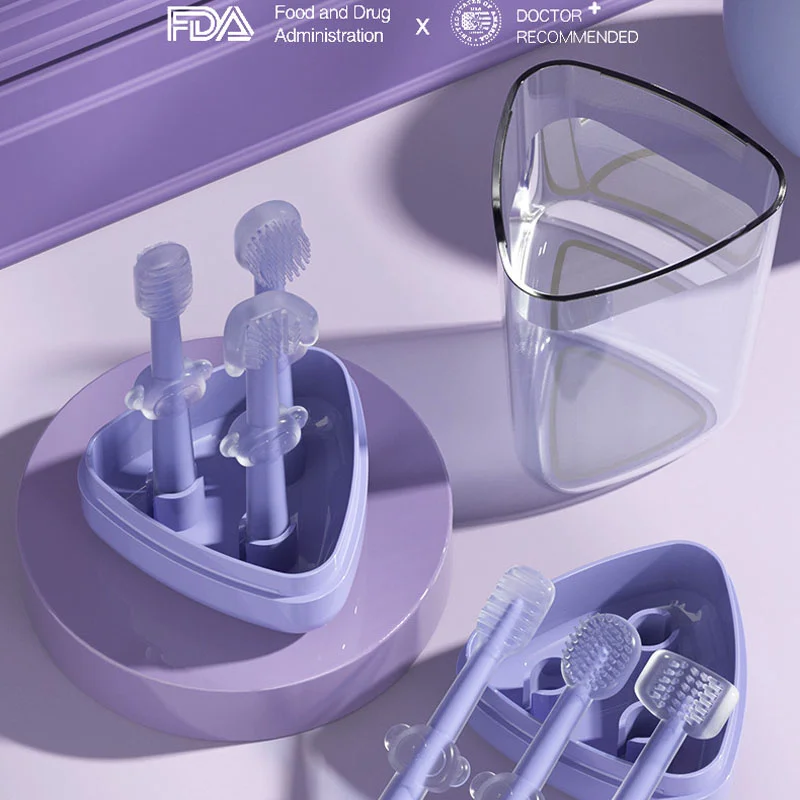 

Baby Toothbrush Set Triple Side Soft Bristle Toothbrush For Baby Oral Heath Protector Deep Cleaning Newborn Training Tooth Brush