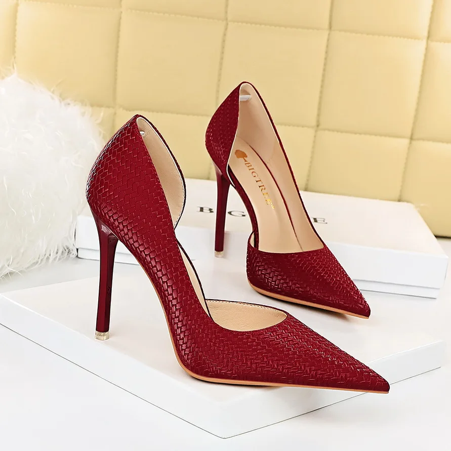 Pointed Crocodile Stiletto High Heels Women's Pumps Summer Solid Color PU Leather Elegant Dress Shoes Office Work Shoes Ladies