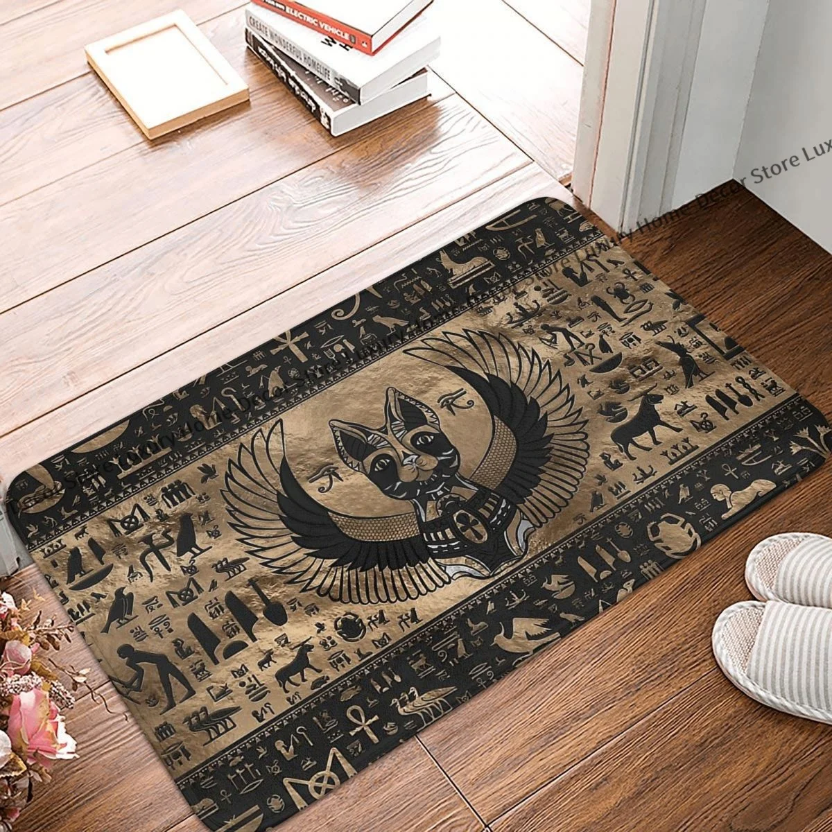 

Ancient Egypt Kitchen Non-Slip Carpet Egyptian Cat Goddess Bastet Bedroom Mat Entrance Door Doormat Home Decor Rug