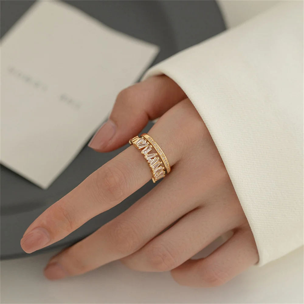 

New Double Layered Irregular Opening Adjustable Ring For Women Fashion Version Light Luxury Designed Women's Ring Trendy Jewelry