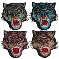 2022 new large sequined tigers patches for clothing thermoadhesive embroidered patch stickers on clothes mans jacket appliques