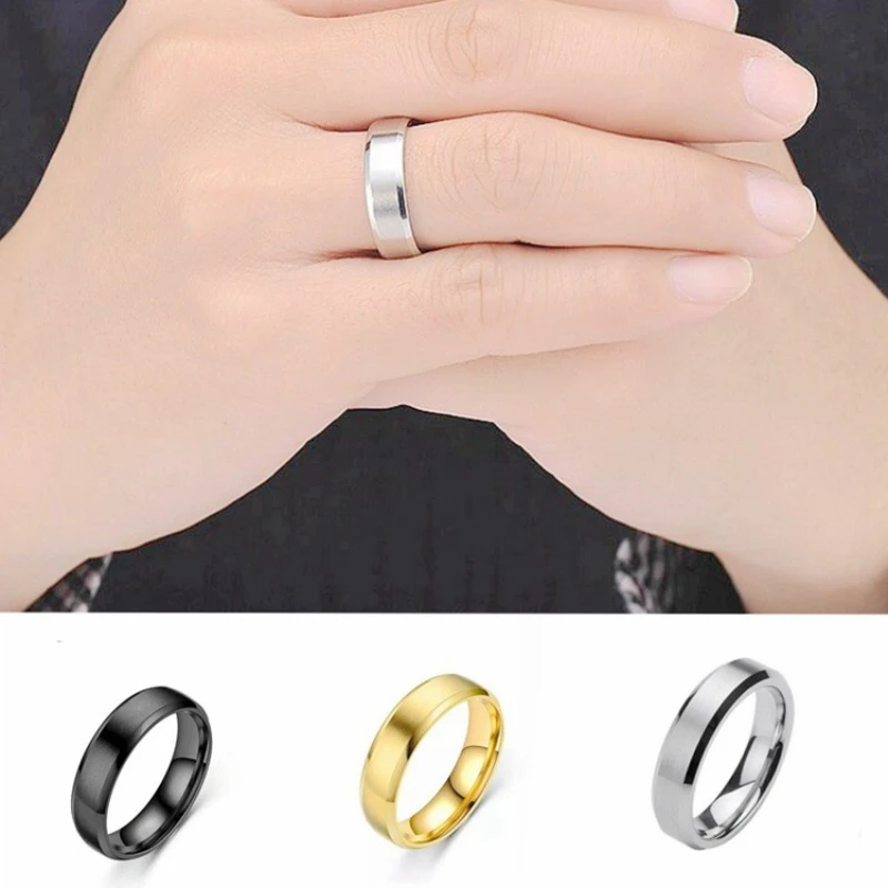 

Black Rings for Women Valentines Day Gift Silver Silver Gold Color Fashion Jewelry Couple Stainless Steel Ring Men Accessories