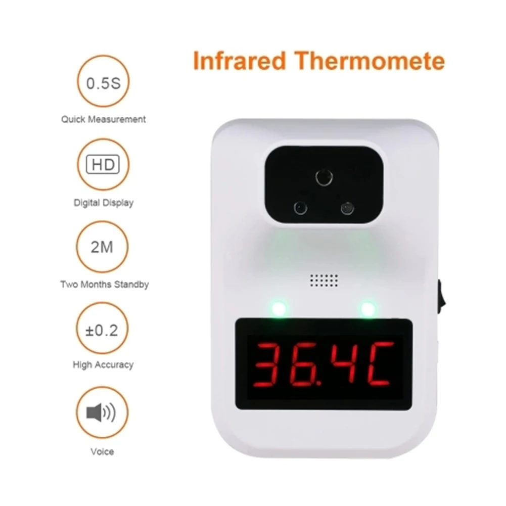 

Digital Infrared Thermometer Wall Mounted LCD Screen Indoor Outdoor IR Pyrometer Temperature Sensor Meter White