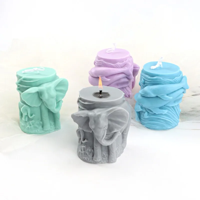 3D силиконовая форма для свечей с животными креативная слона дельфина гипсовая