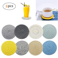 8pcs cotton rope coasters handmade braided coaster set for drinks absorbent ideal for table kitchen office