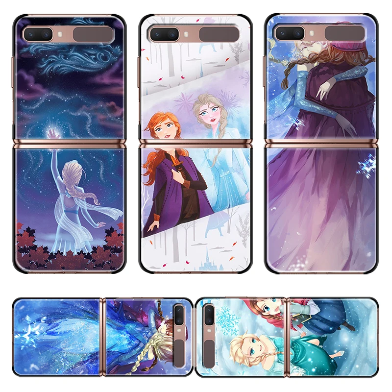 

Shockproof New Folding Mobile Hard Shell Fashion Girl Disney Frozen For Samsung Galaxy Z Flip 3 5G Black Fundas Phone Case Capa