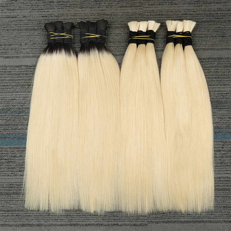 Brazilian Straight Bulk Hair Virgin Human Hair Extensions 18inch-30inch Natural Color Blonde 613 Colored Hair Bundles Free Shipping