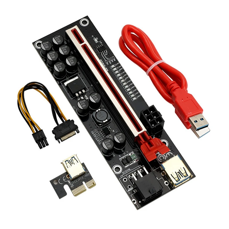 

VER011 PRO Riser Card PCI-E 1X To 16X USB3.0 6PIN Graphics Extension Cable With 10 Solid Capacitors B250 B75 BTC