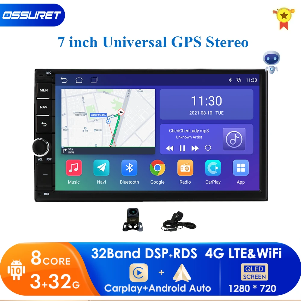 

Автомобильный мультимедийный плеер 2 din, 3G + 32G, 2.5D, GPS, Android, Универсальный 7-дюймовый аудионавигатор для Volkswagen, Nissan, Hyundai, Kia, Toyota