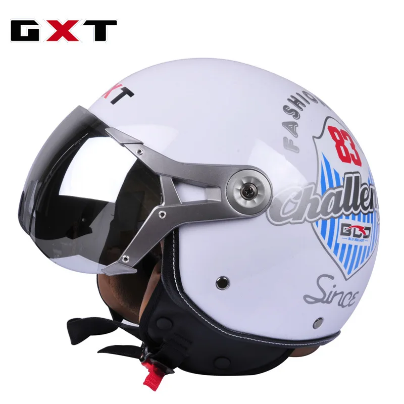 

New 3/4 GXT Open Face Helmet Scooter Vintage High Quality Crash Chopper Unisex Casco Moto Retro Motorcycle Ouver Visage Capacete