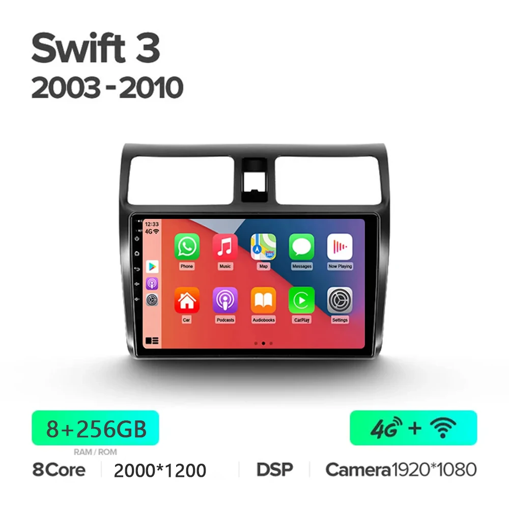 Фото 10-дюймовый Android 14 для Suzuki Swift 2005 2006 2007 2008 2009 2010 автомобильный радиоприемник мультимедийный видеоплеер GPS-навигация Carplay DVD №3