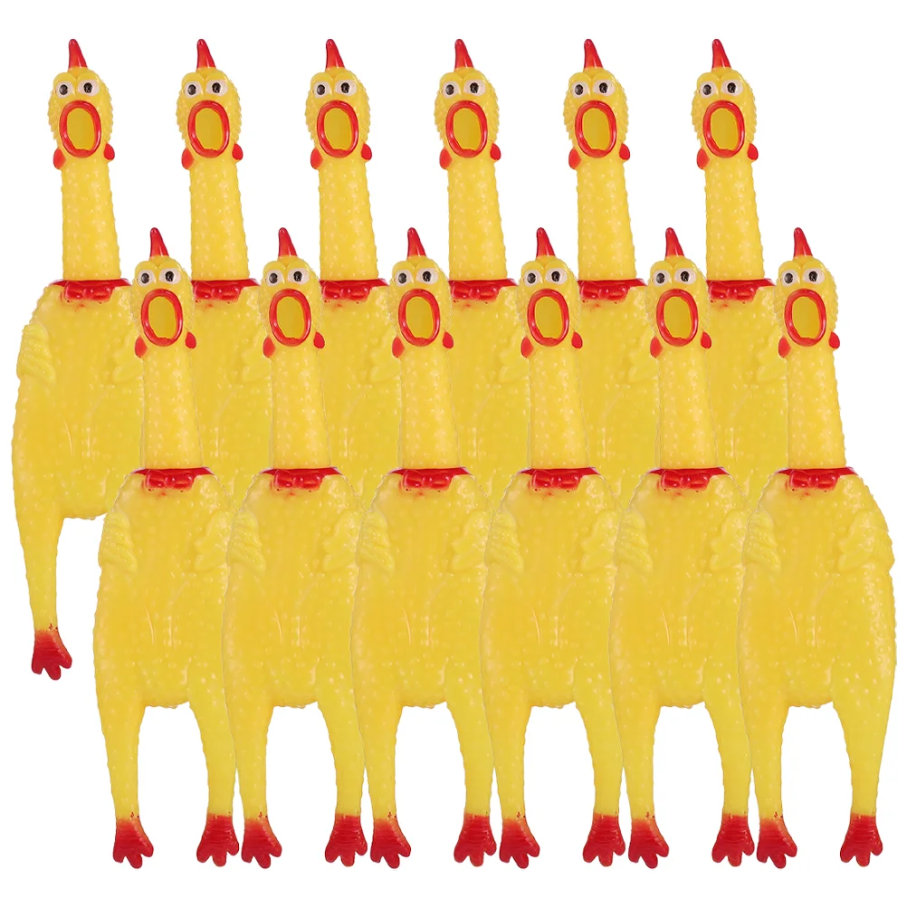 

12 Pcs Screaming Chicken Toy Chew Toys Squeaky Dog Vent Vinyl Squawking Novelty