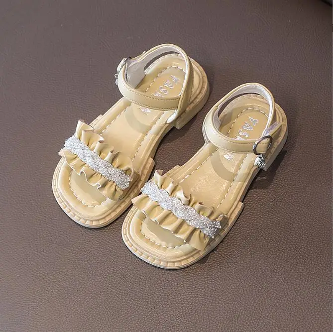 Сандалии для девочек 2022 Детские Модные летние новые туфли принцессы с блестками