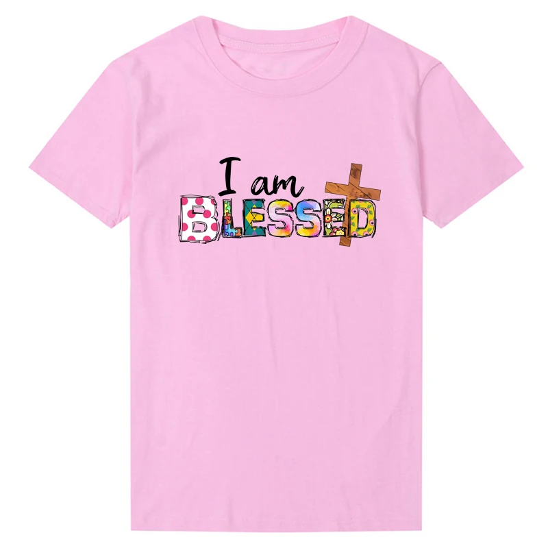 Retro I Am Blessed Jesus Cross Religious T Shirt Women Cotton Summer Fashion Vintage Christian Top Church Clothes Dropshipping
