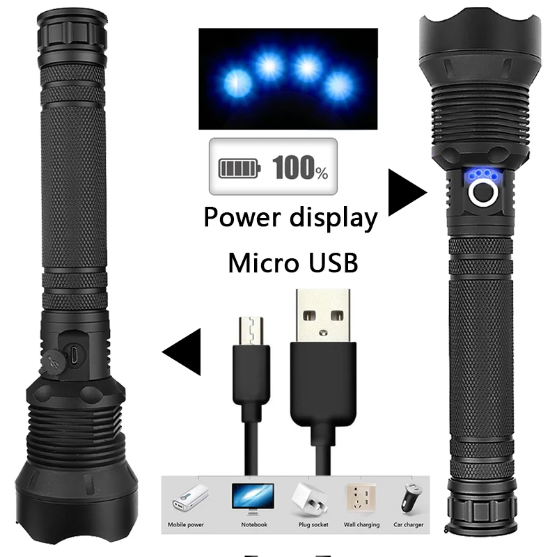 Самый яркий светодиодный фонарик XHP160 18650 люмен масштабируемый с Usb-зарядкой